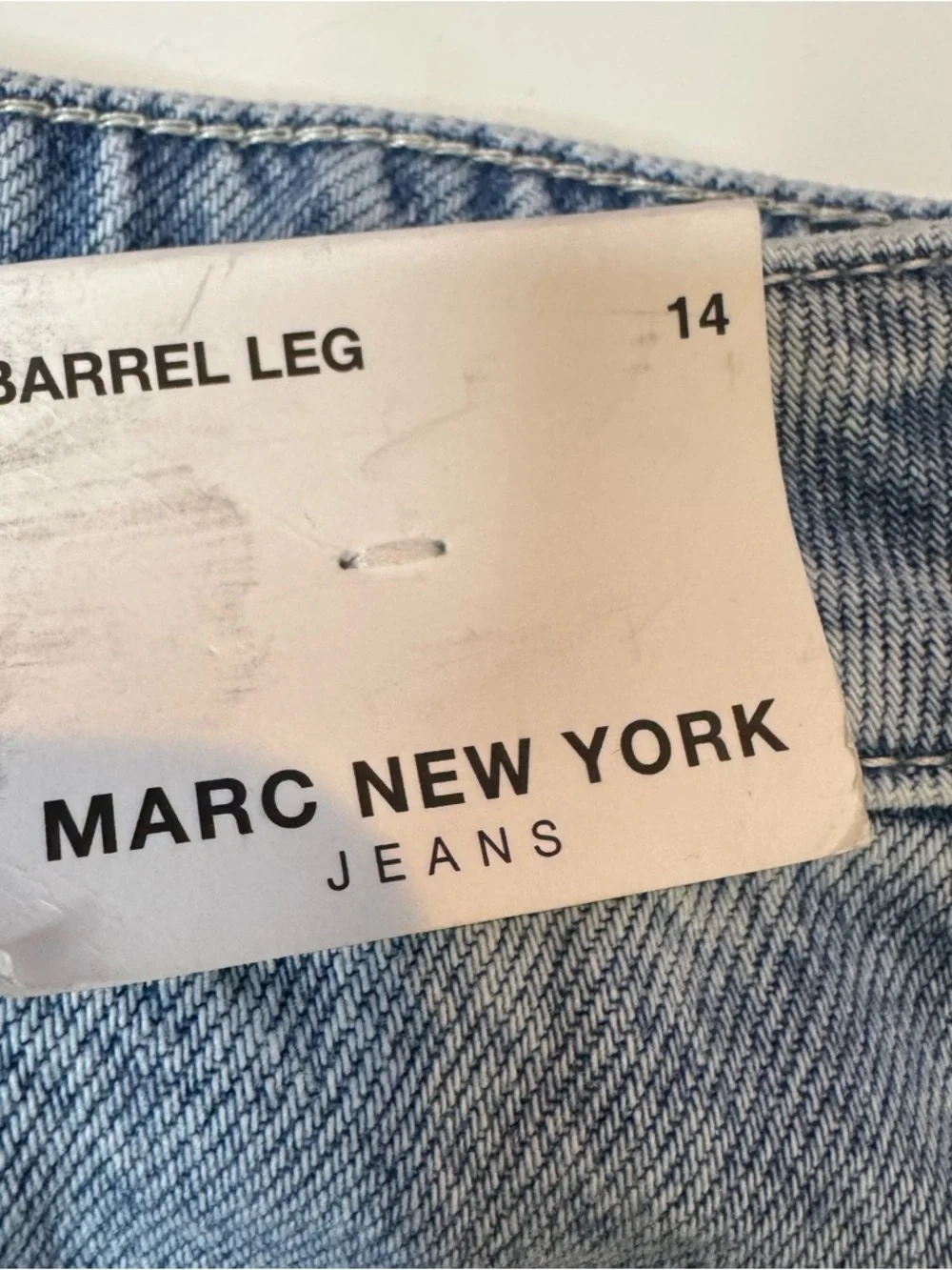 Marc New York Barrel Leg Jeans Size 14 Light Wash High Rise Denim - Picture 10 of 11